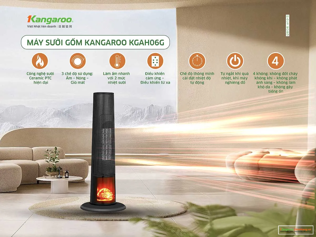 Máy sưởi gốm Kangaroo KGAH06G