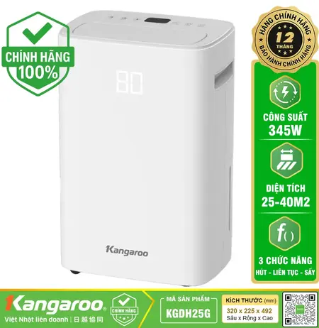 Máy hút ẩm Kangaroo KGDH25G - 25 Lít, Phòng 25 - 40 m2