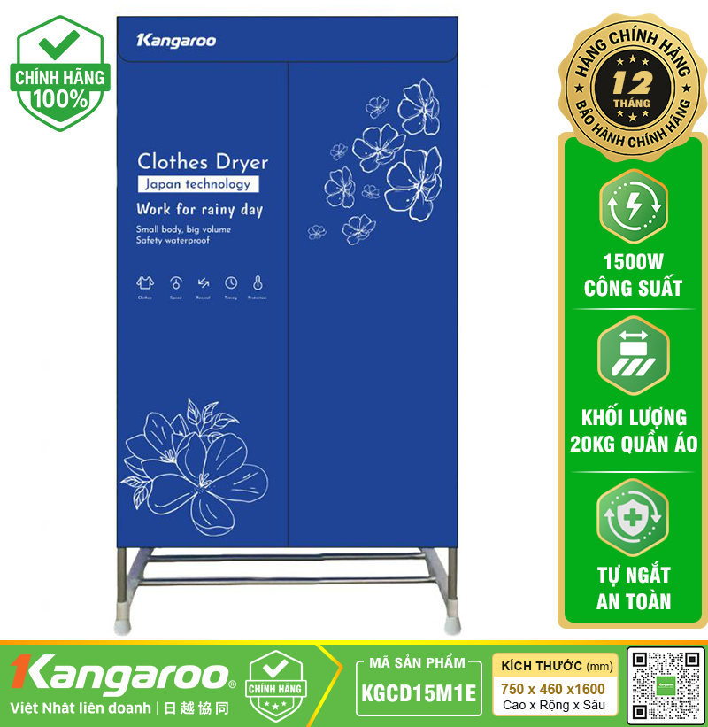 Máy sấy quần áo Kangaroo KGCD15M1E - Mới 2026